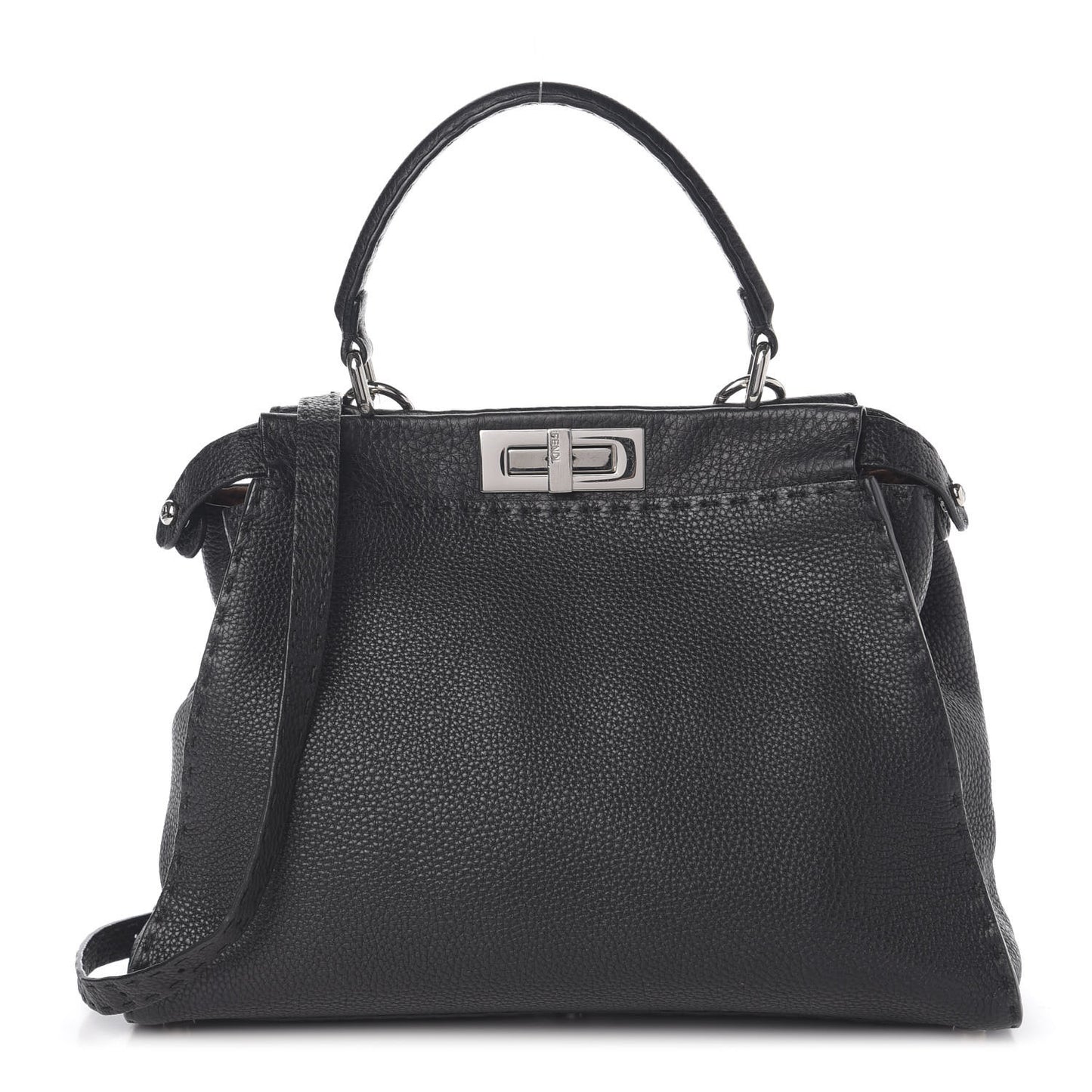 Cuoio Romano Selleria Bi-Color Medium Peekaboo Iconic Satchel Black Mou