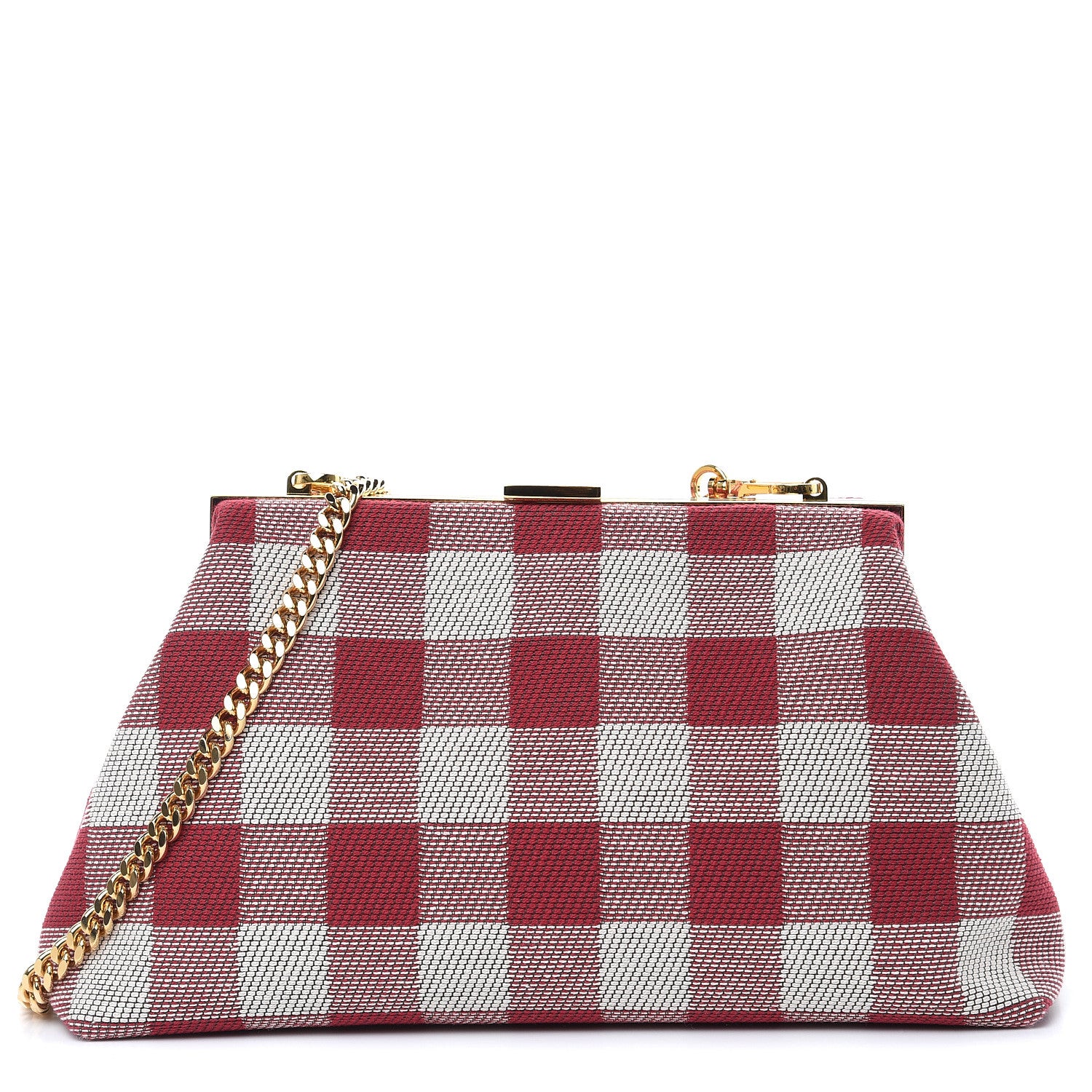 Mansur Gavriel Checker Canvas Mini Volume Chain Clutch Flamma 1 of 8