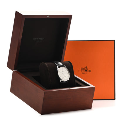 Hermes Stainless Steel Alligator 39.5mm Slim d'Hermes Automatic Watch Noir 5 of 5