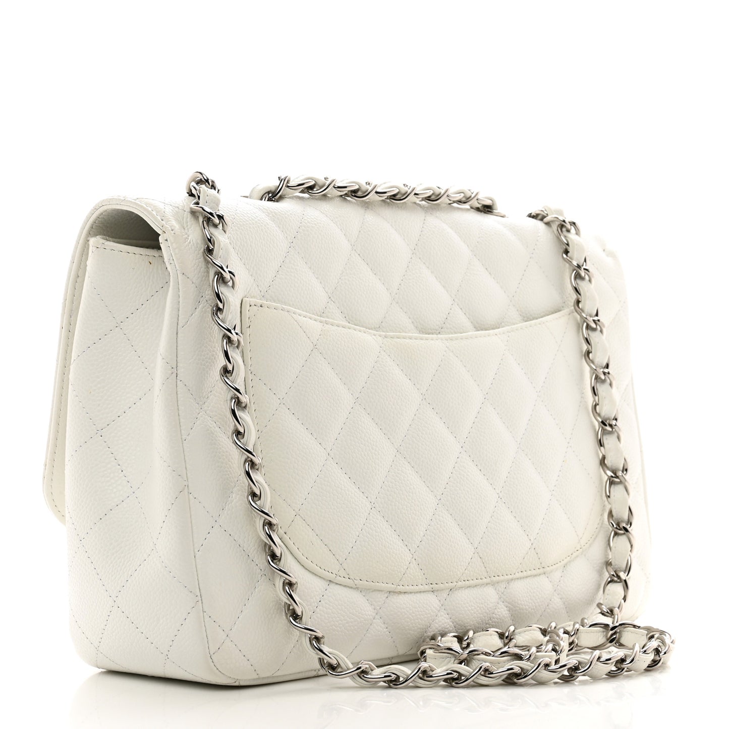 Caviar Quilted Jumbo Single Flap White
