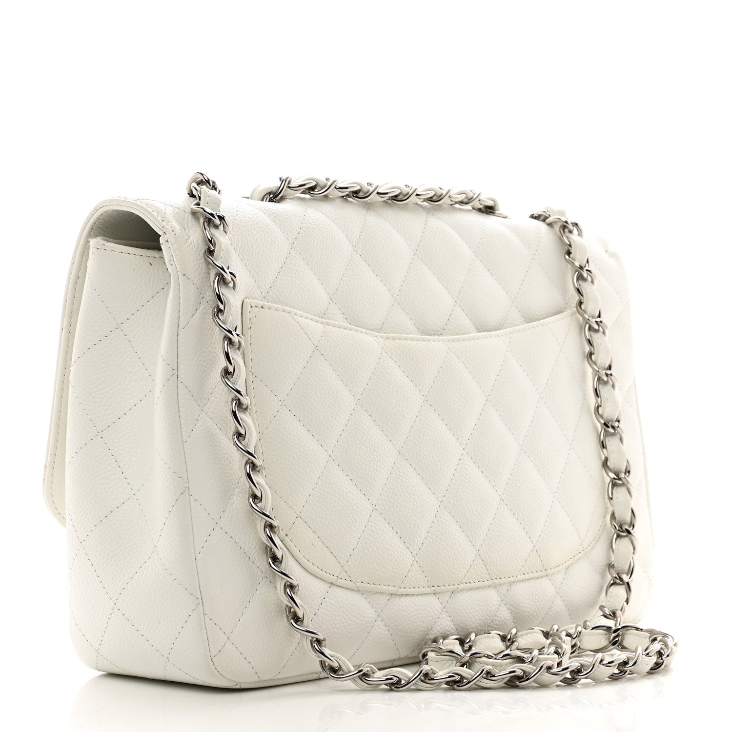 Chanel Caviar Quilted Jumbo Single Flap White 3 of 13