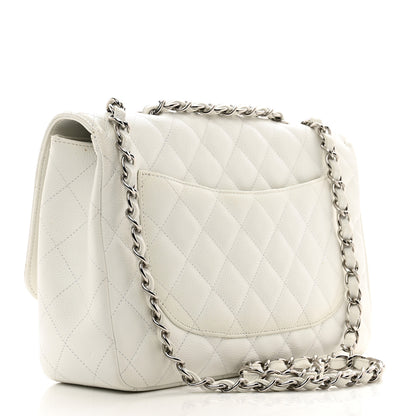Chanel Caviar Quilted Jumbo Single Flap White 3 of 13