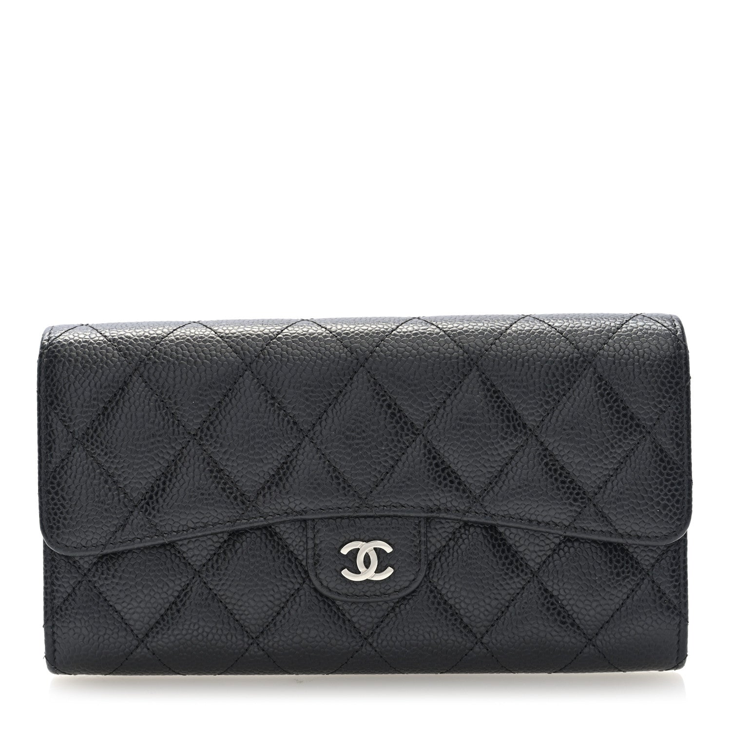 Chanel Caviar Quilted Large Gusset Flap Wallet Black 1 of 7
