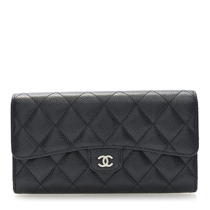 Chanel Caviar Quilted Large Gusset Flap Wallet Black 1 of 7