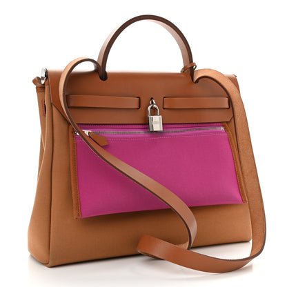 Hermes Toile Officier Vache Hunter Verso Herbag Zip PM 31 Dune Magnolia Fauve 3 of 10