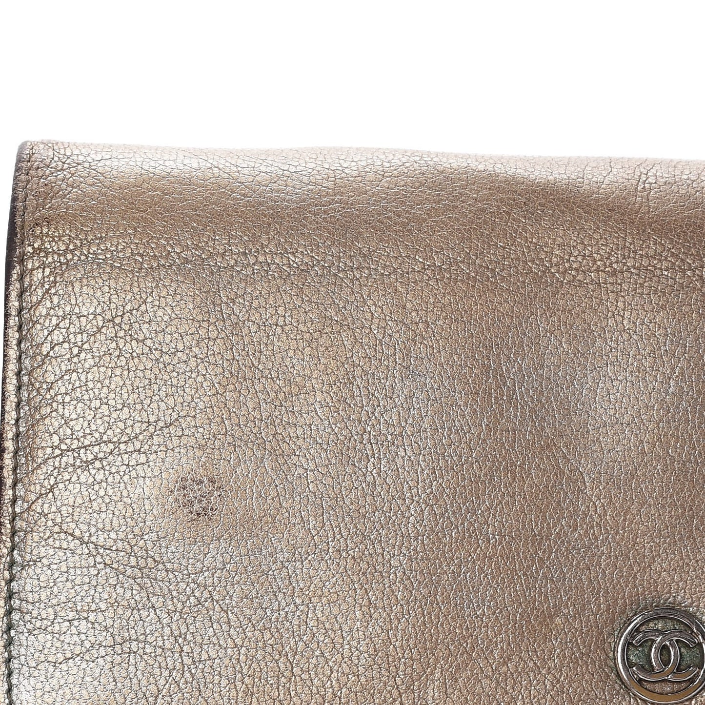 Metallic Goatskin Wallet On Chain WOC Gold