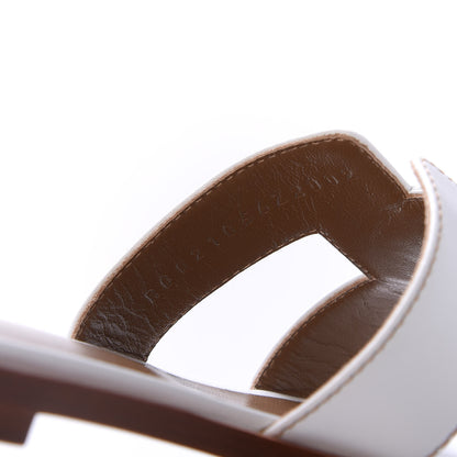 Hermes Box Calfskin Oran Sandals 38 White 9 of 10