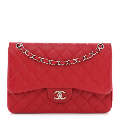 Chanel Caviar Quilted Jumbo Double Flap Red 1 of 11