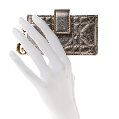 Christian Dior Metallic Calfskin Cannage Lady Dior 5-Gusset Card Holder Gold 2 of 7