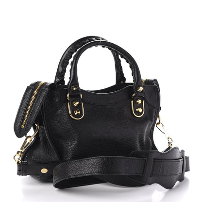 Balenciaga Chevre Gold Metallic Edge Hardware Mini City Black 4 of 12