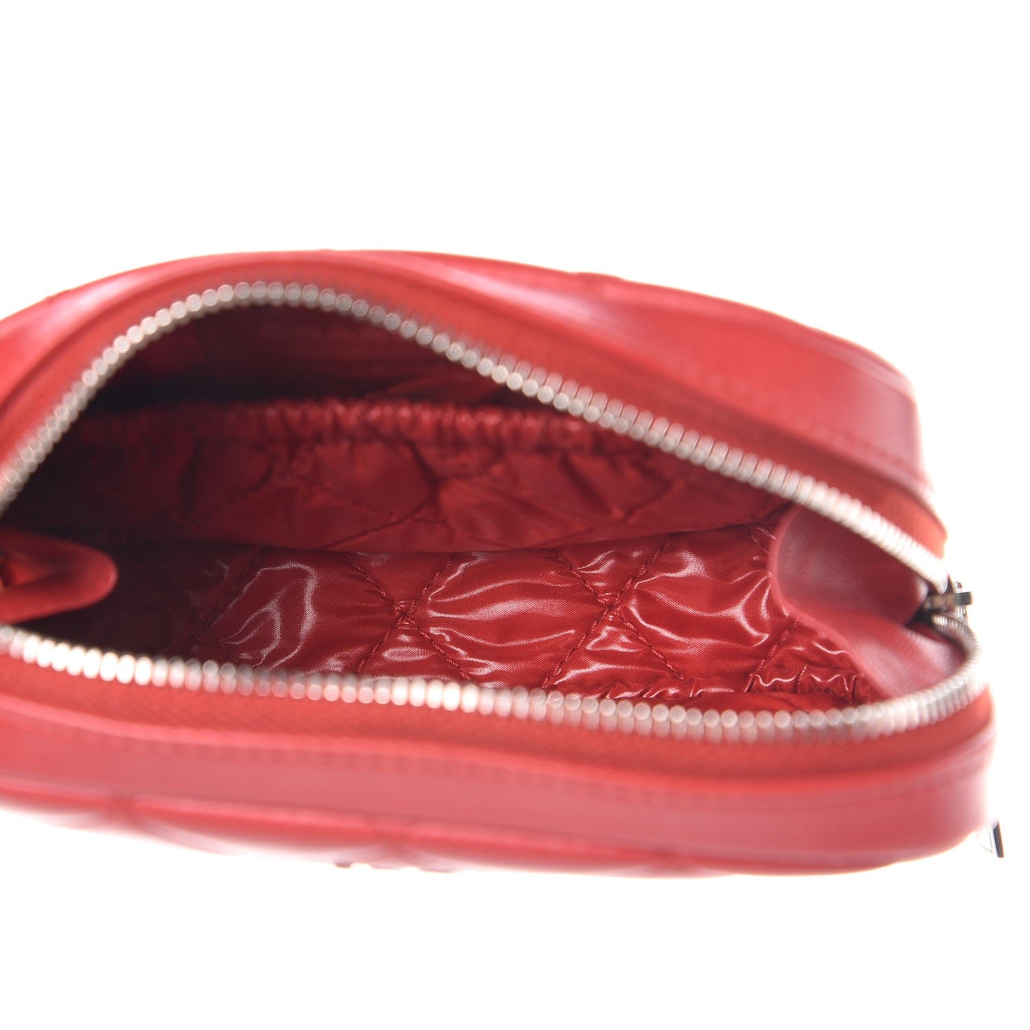 Chanel Lambskin Quilted Small Curvy Pouch Cosmetic Case Red 5 of 8