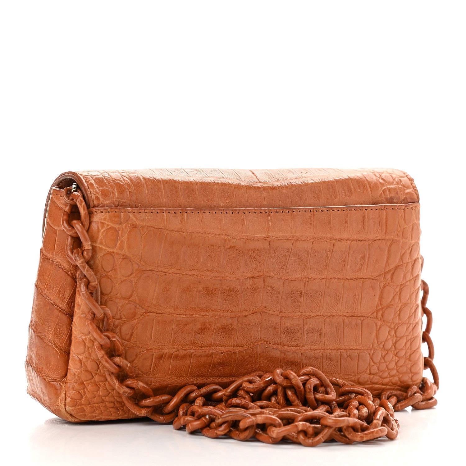 Nancy Gonzalez Crocodile Flap Chain Shoulder Bag Brown 3 of 10