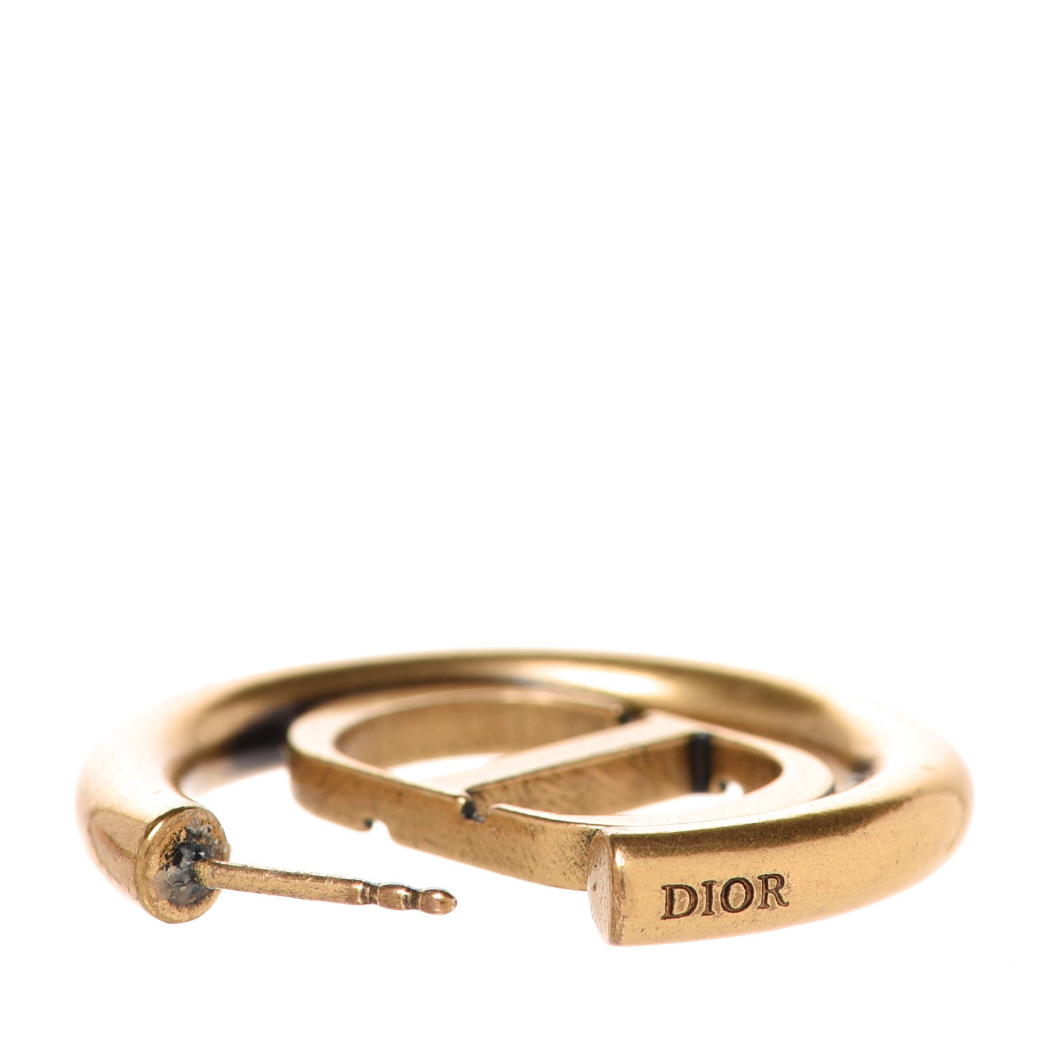 Christian Dior Metal 30 Montaigne Hoop Earrings Aged Gold 4 of 5