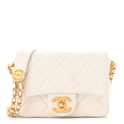 Chanel Caviar Quilted Mini Twist Your Buttons Flap White 1 of 10