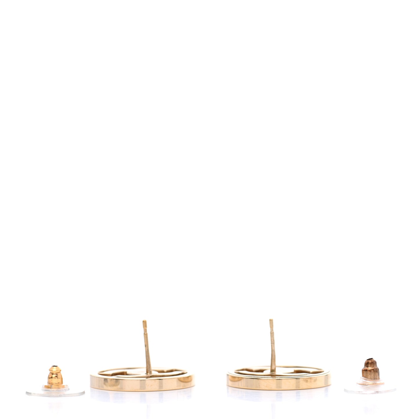 Metal Mesh Circle CC Earrings Gold