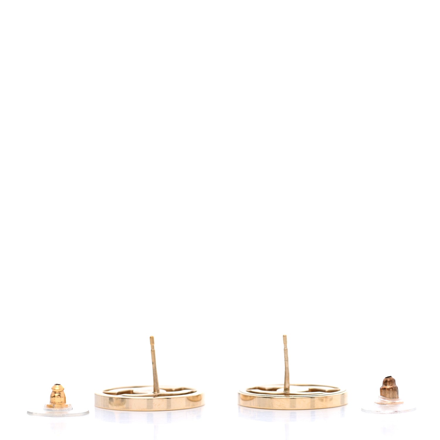 Chanel Metal Mesh Circle CC Earrings Gold 3 of 6