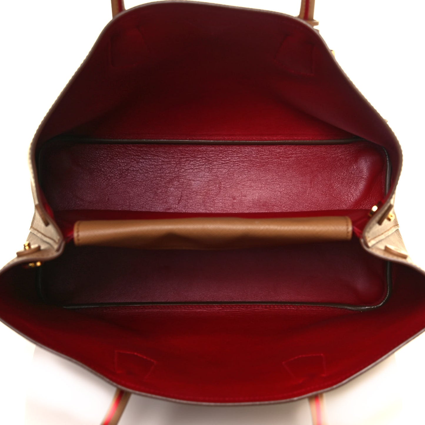 Saffiano Cuir Small Double Bag Caramel Fuoco