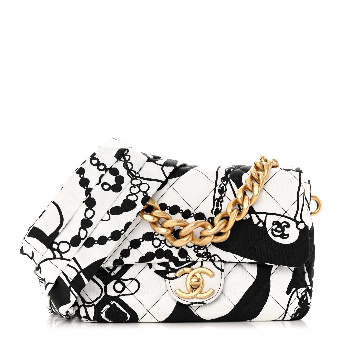 Canvas Printed Deer Coco Mini Single Flap Gray Black