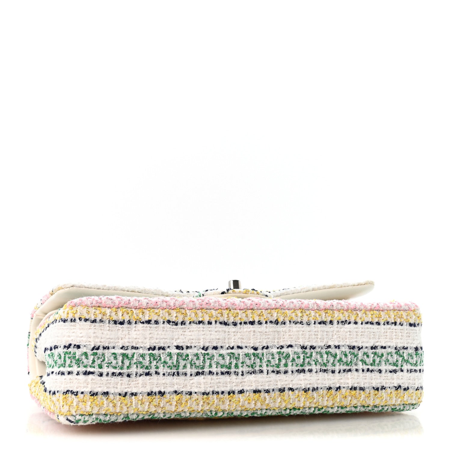 Chanel Tweed Quilted Medium Double Flap Yellow White Ochre 4 of 10