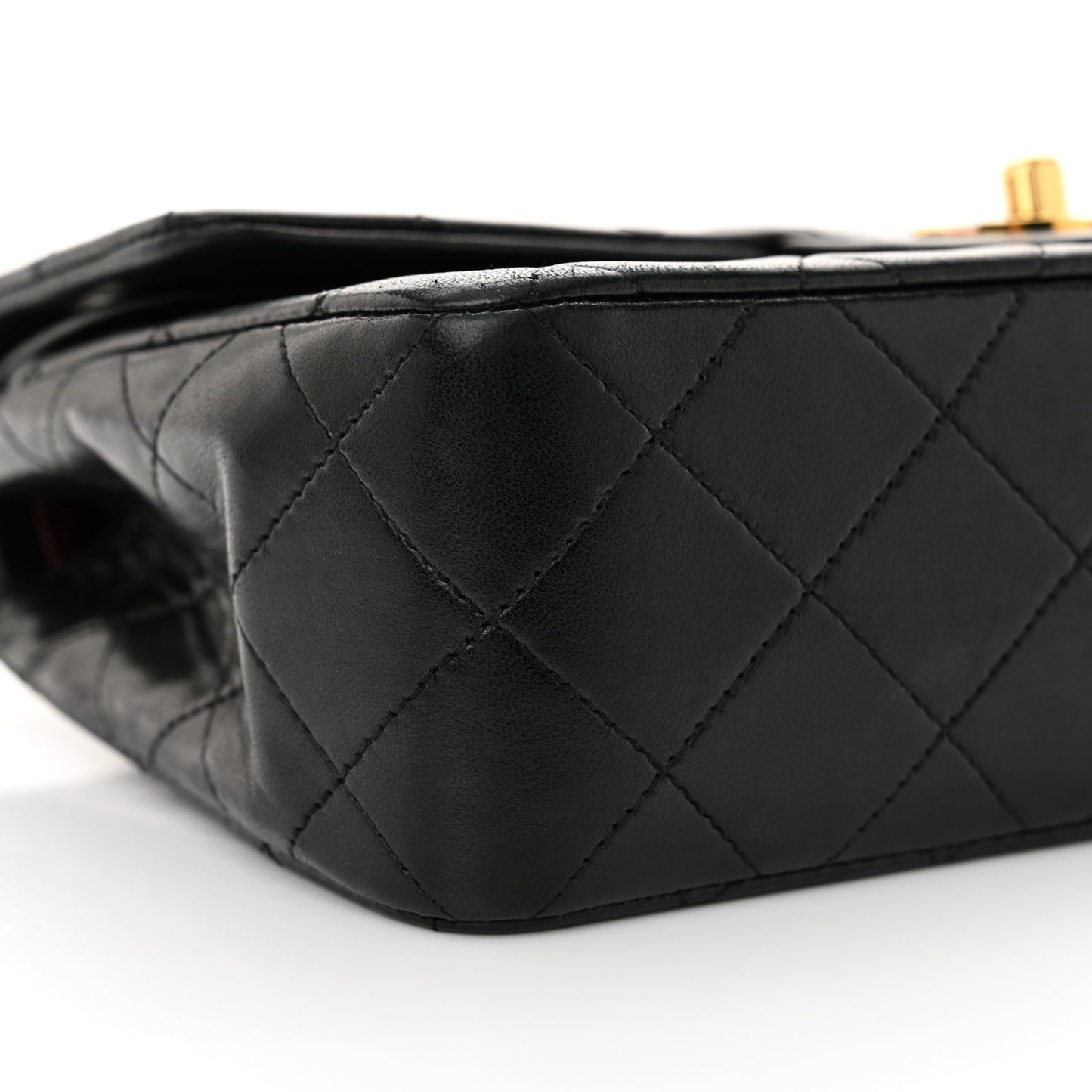 Lambskin Quilted Small Double Flap Black