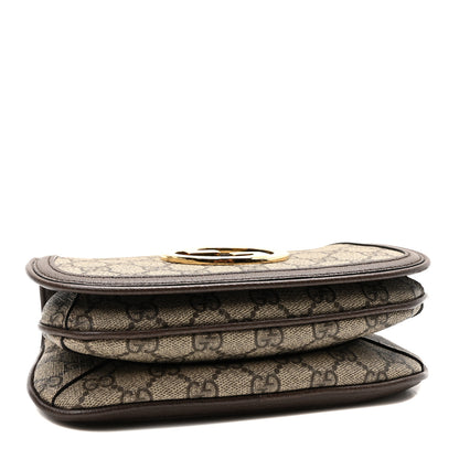 Gucci GG Supreme Monogram Textured Dollar Calfskin Mini Blondie Chain Shoulder Flap Bag Beige Ebony New Acero 4 of 10