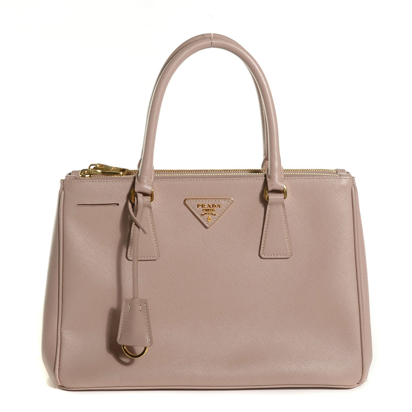 Saffiano Lux Small Double Zip Tote Cammeo