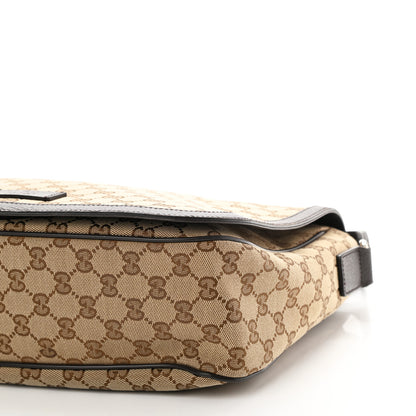 Gucci Monogram Large Flap Messenger Bag Beige Dark Brown 9 of 10