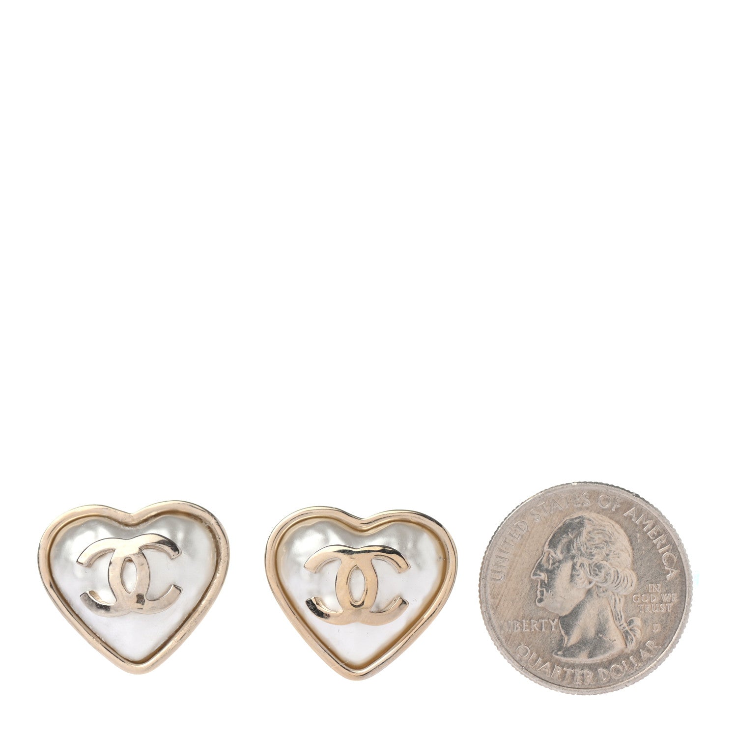 Chanel Pearl CC Heart Earrings Gold 2 of 4