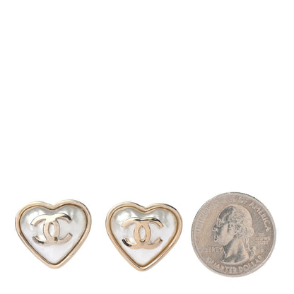 Chanel Pearl CC Heart Earrings Gold 2 of 4