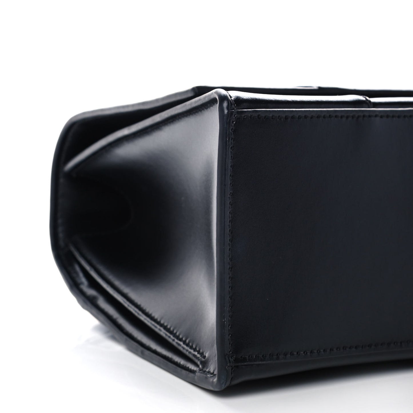 Shiny Box Calfskin Medium Hourglass Top Handle Bag Black