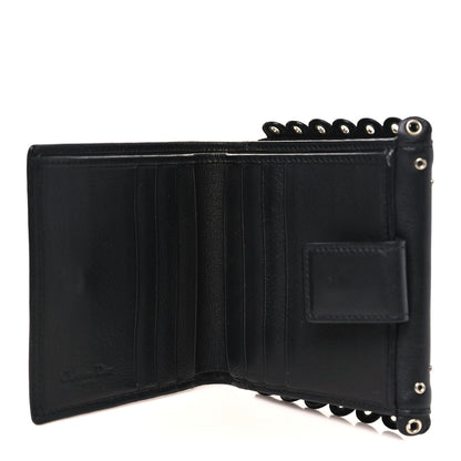Christian Dior Calfskin Studded Peace Compact Wallet Black 5 of 8