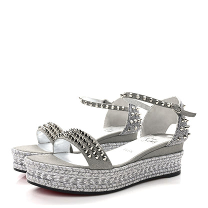 Christian Louboutin Vacchetta Laminato Madmonica 60 Platform Sandals 41 Silver 3 of 9