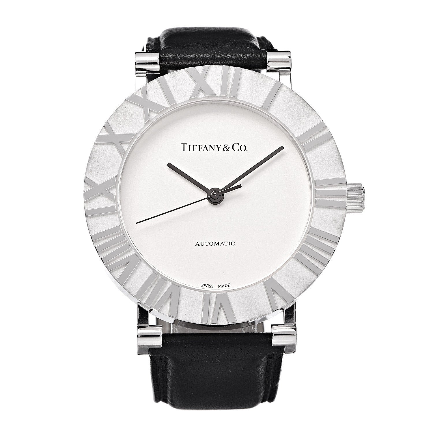 Tiffany Sterling Silver Calfskin 39mm Atlas Automatic Watch 1 of 8
