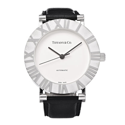 Tiffany Sterling Silver Calfskin 39mm Atlas Automatic Watch 1 of 8
