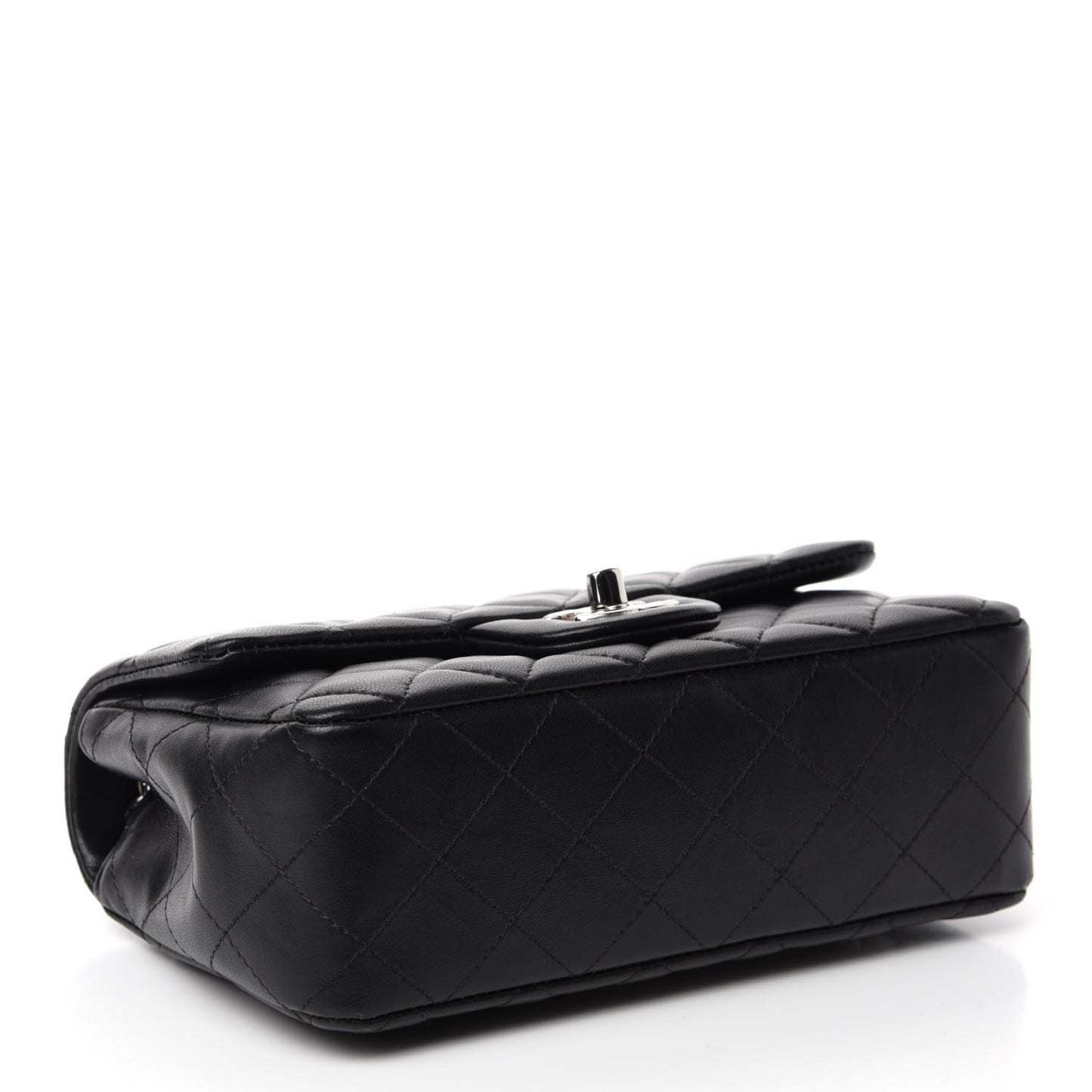 Lambskin Quilted Mini Rectangular Flap Black