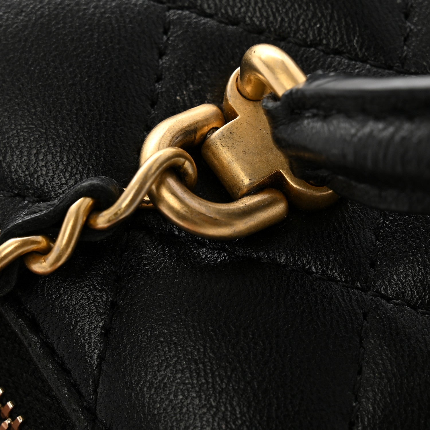 Chanel Lambskin Quilted Metal Small Top Handle Vanity Case With Chain Black 13 of 16