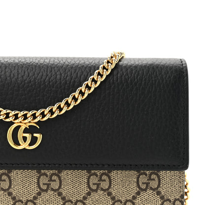 Gucci Dollar Calfskin GG Supreme Monogram Petite GG Marmont Wallet Chain Bag Black Beige Ebony 9 of 12