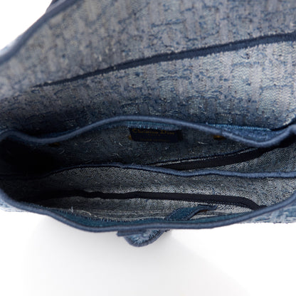 Christian Dior Oblique Embroidered Saddle Bag Denim Blue 5 of 10