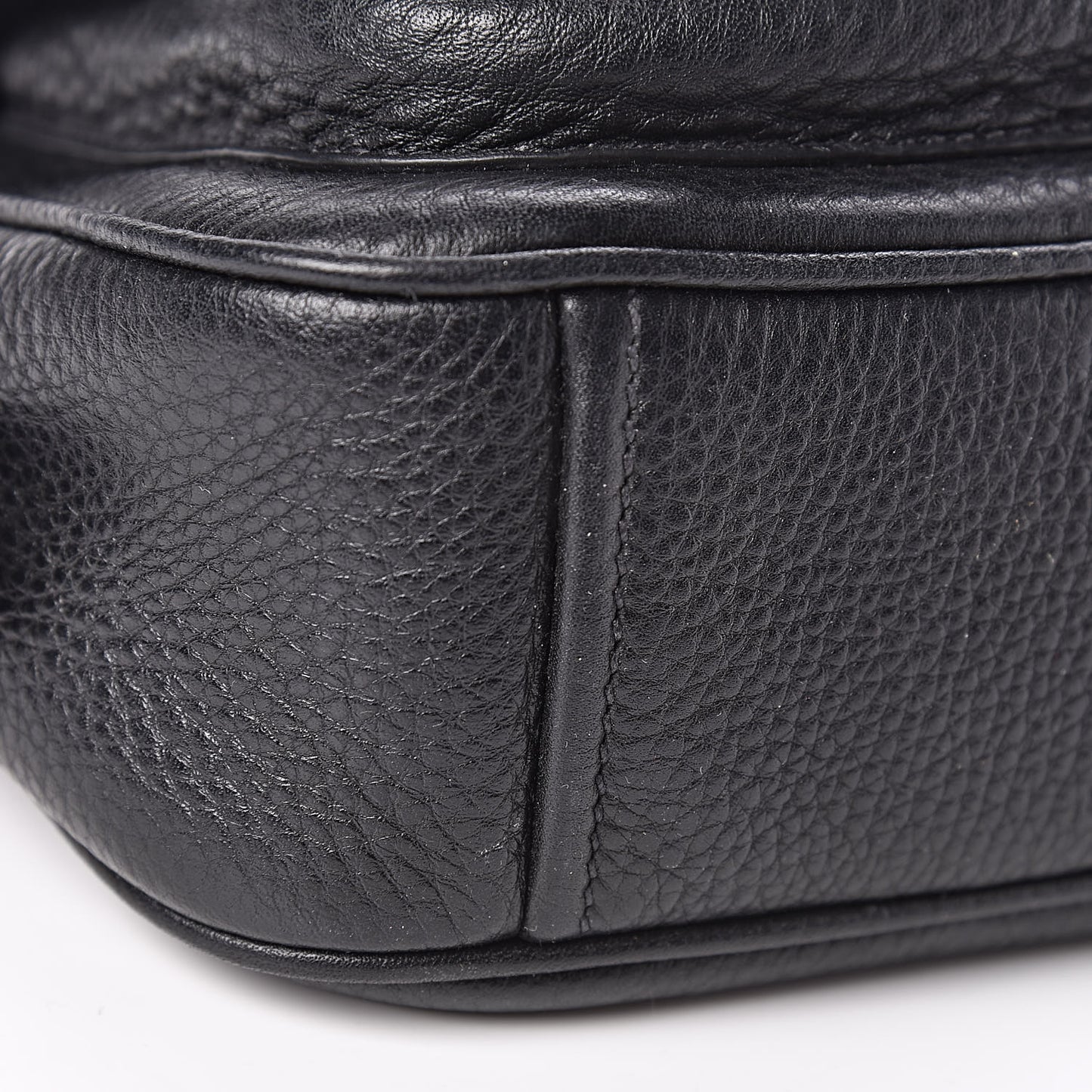 Vitello Daino Double Buckle Messenger Bag Black