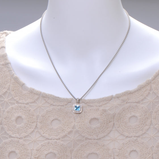 Sterling Silver Pave Diamond Topaz Albion Necklace