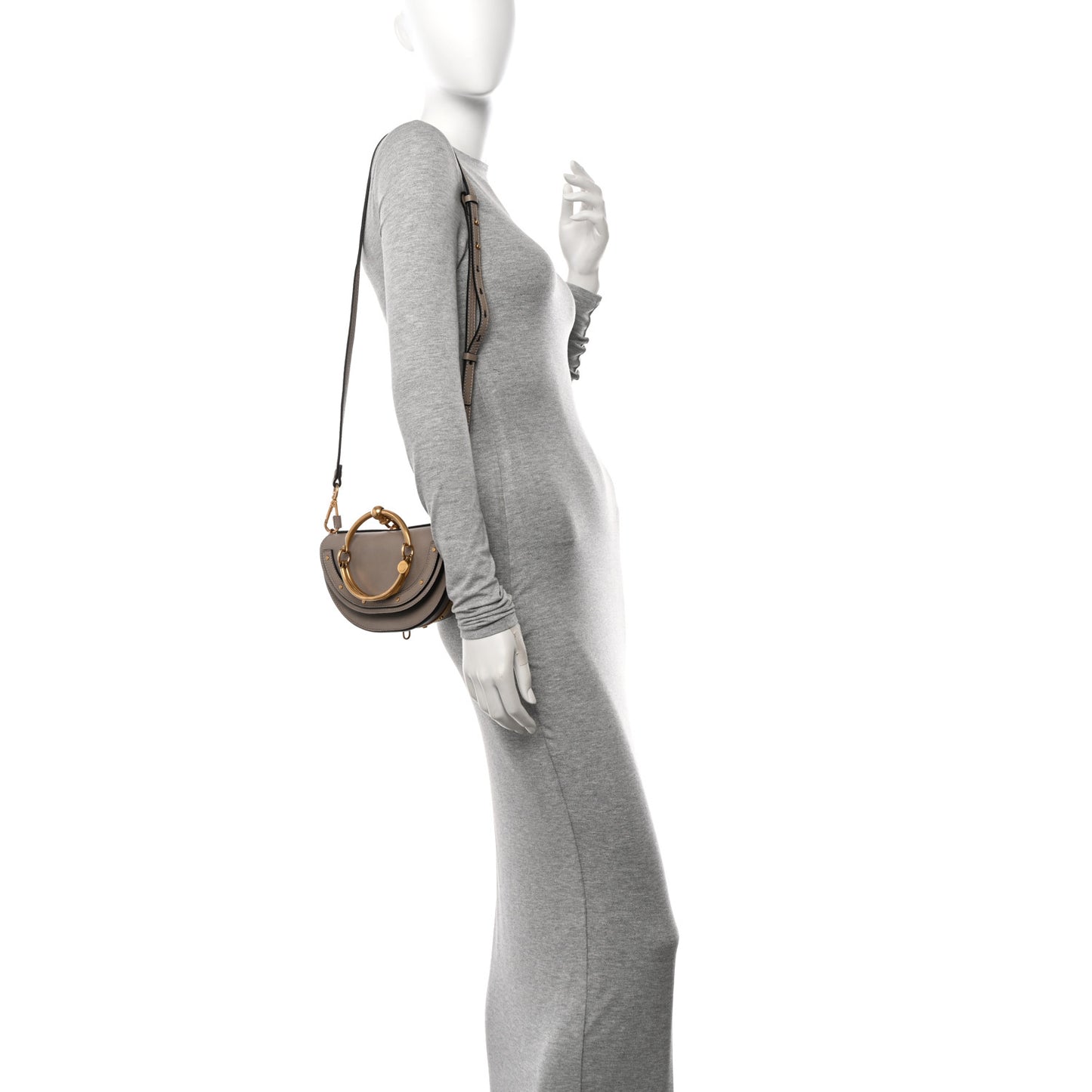 Calfskin Small Nile Bracelet Minaudiere Bag Motty Grey