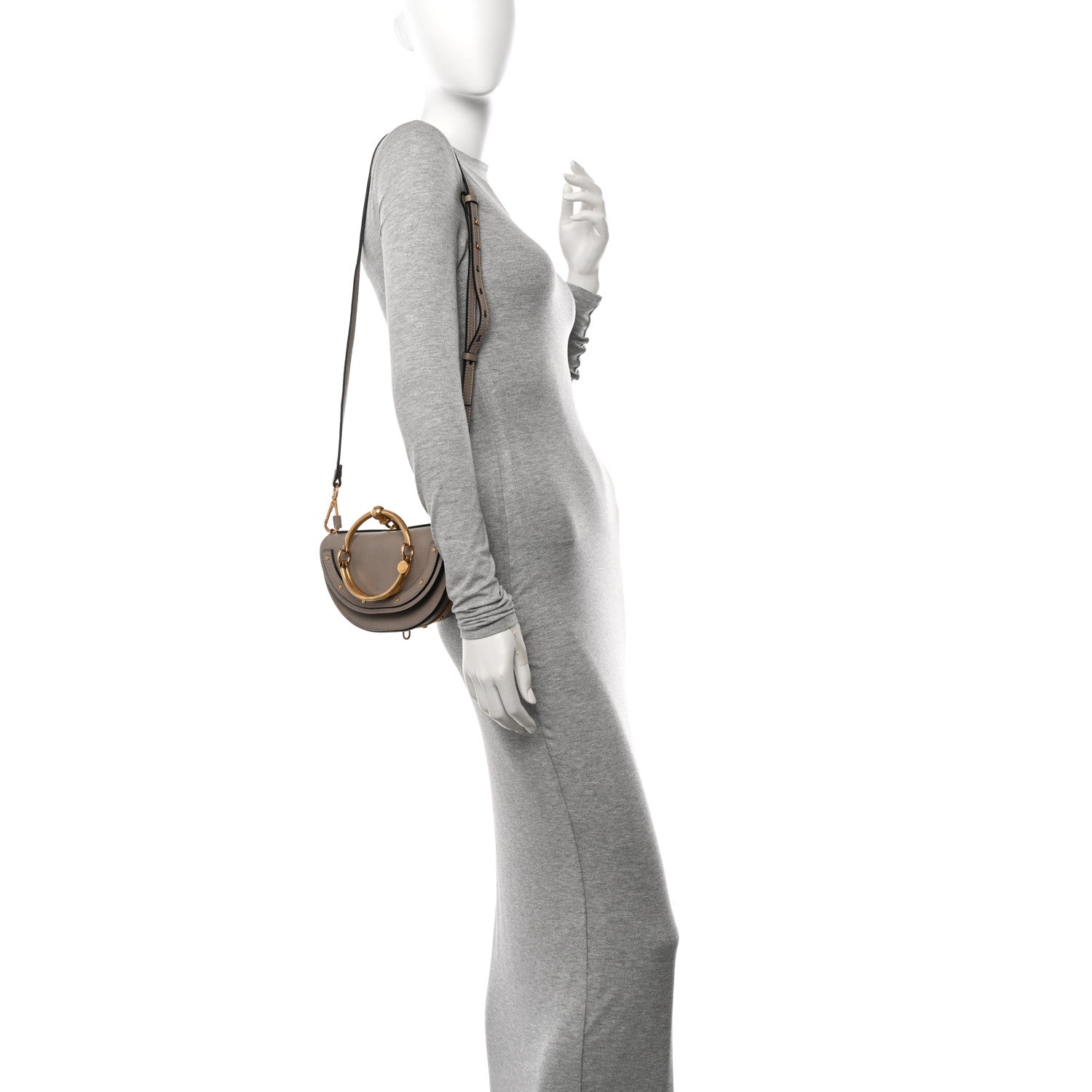Chloe Calfskin Small Nile Bracelet Minaudiere Bag Motty Grey 2 of 10