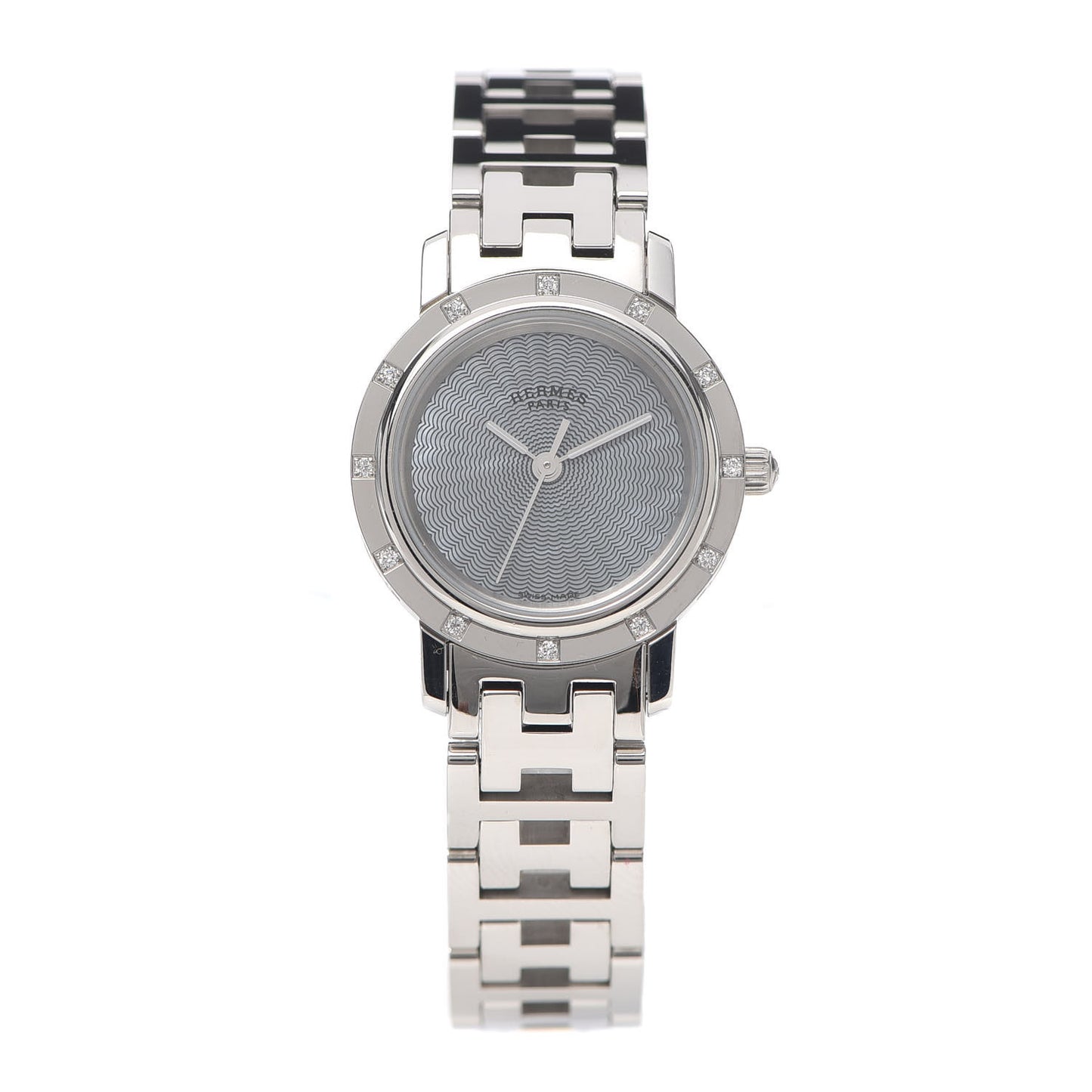 Stainless Steel Diamond Mother of Pearl 24mm Clipper Nacre Quartz Watch Blue