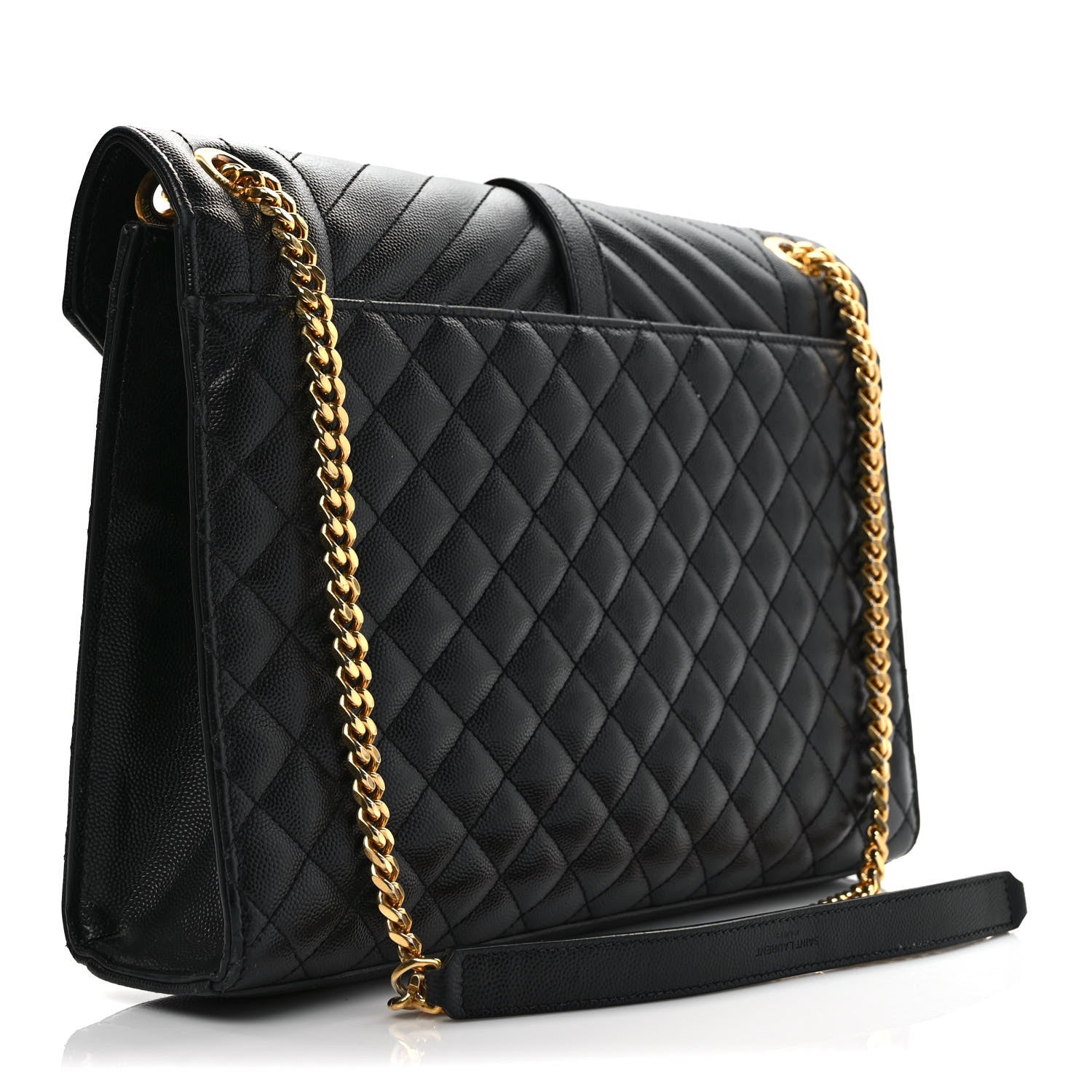 Saint Laurent Grain De Poudre Textured Mixed Matelasse Large Triquilt Monogram Satchel Black 3 of 10