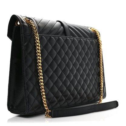 Saint Laurent Grain De Poudre Textured Mixed Matelasse Large Triquilt Monogram Satchel Black 3 of 10