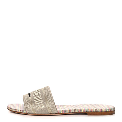 Christian Dior Lurex Romance Embroidered Dway Mules Slide Sandals 38 Metal Multicolor 1 of 9