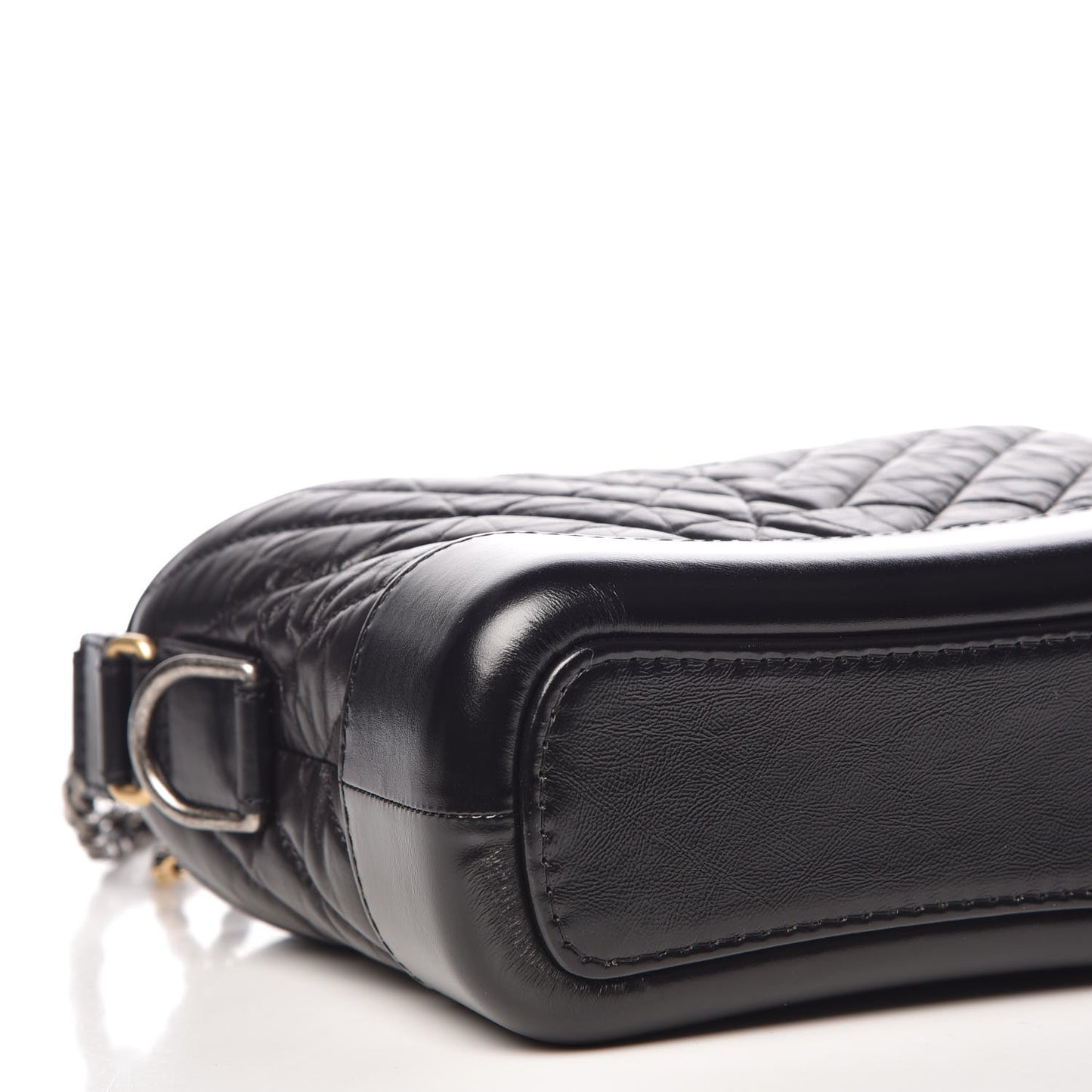 Aged Calfskin Chevron Quilted Small Gabrielle Hobo Black