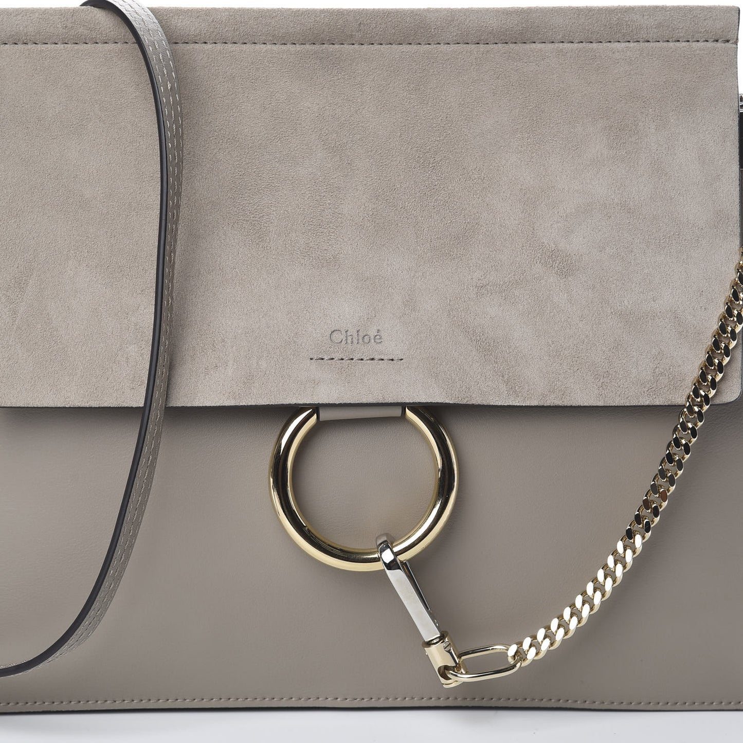 Calfskin Suede Medium Faye Shoulder Bag Motty Grey
