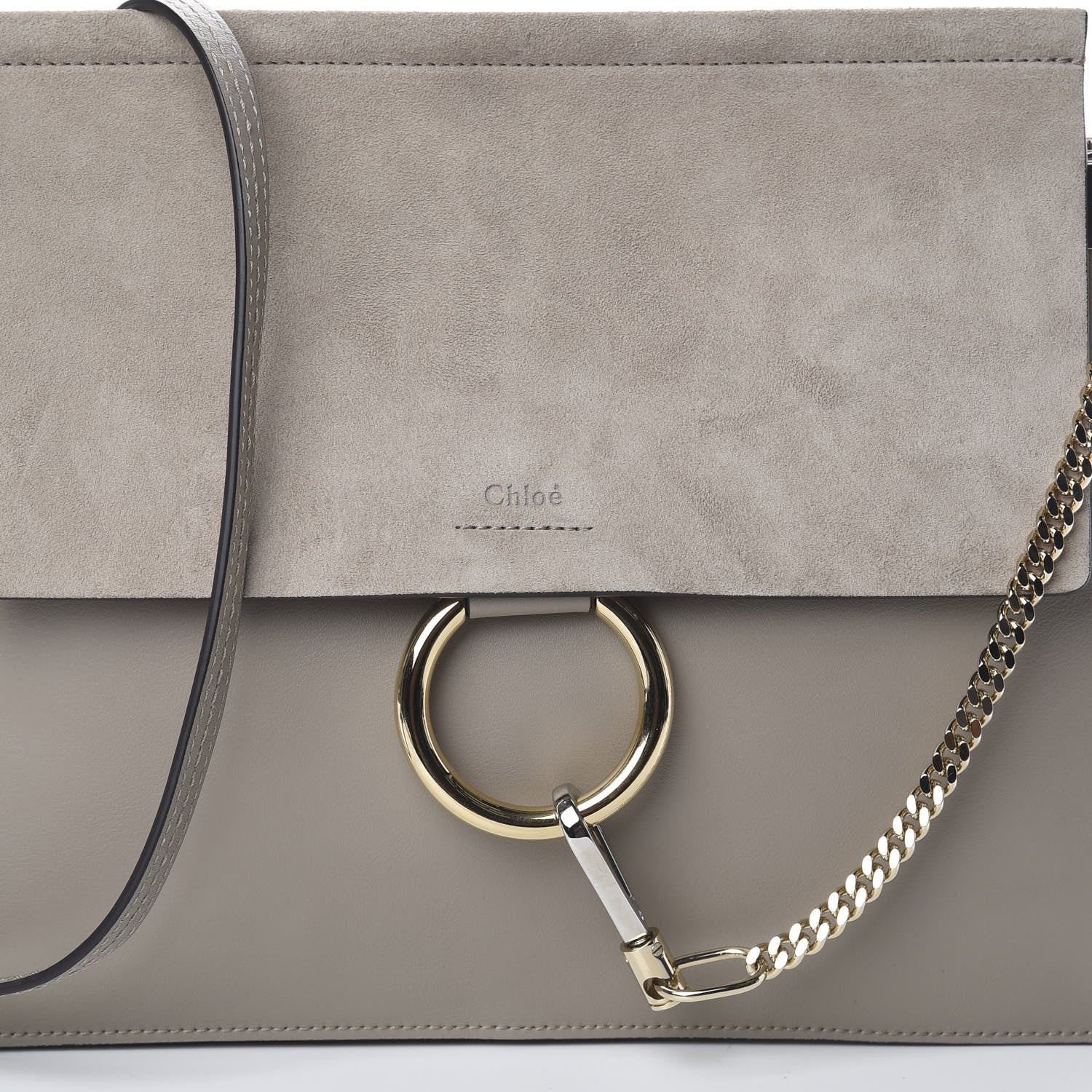 Chloe Calfskin Suede Medium Faye Shoulder Bag Motty Grey 8 of 8