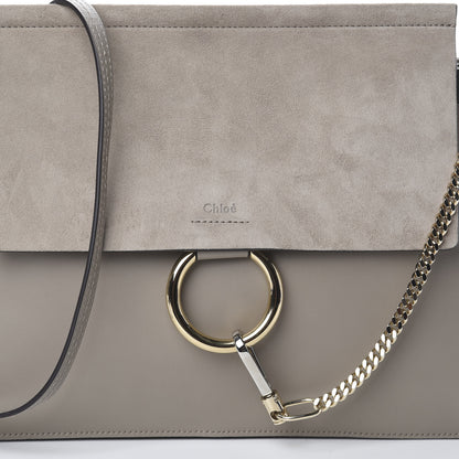 Chloe Calfskin Suede Medium Faye Shoulder Bag Motty Grey 8 of 8